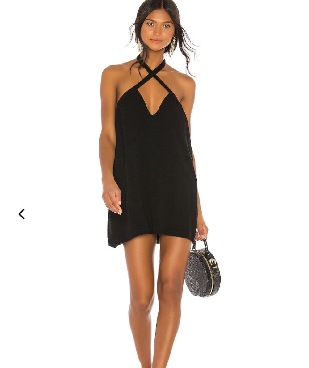 Superdown x Revolve Trina Shift Black Halter Tie Dress NWT Size S